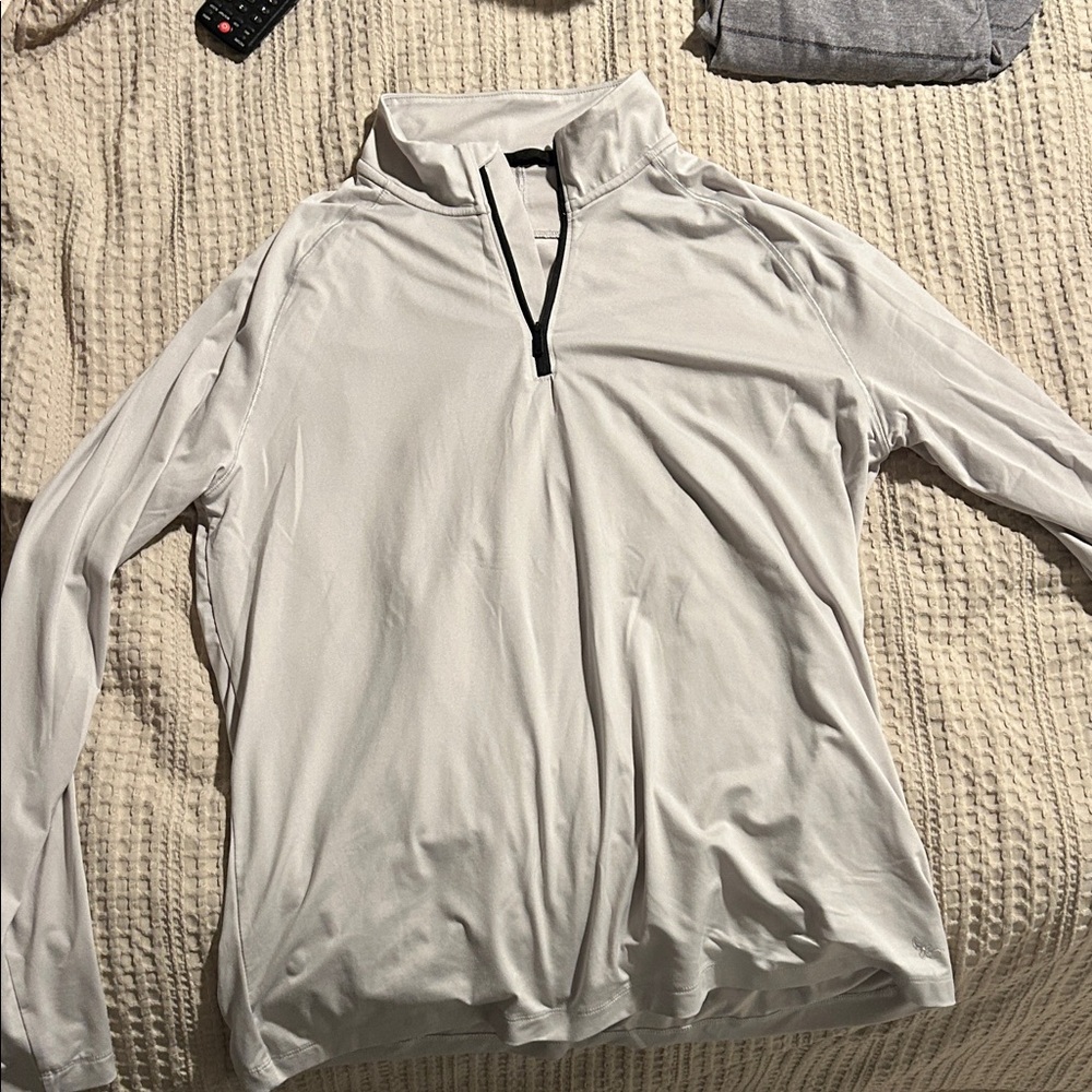 H&M White Long Quarter Zip Shirt